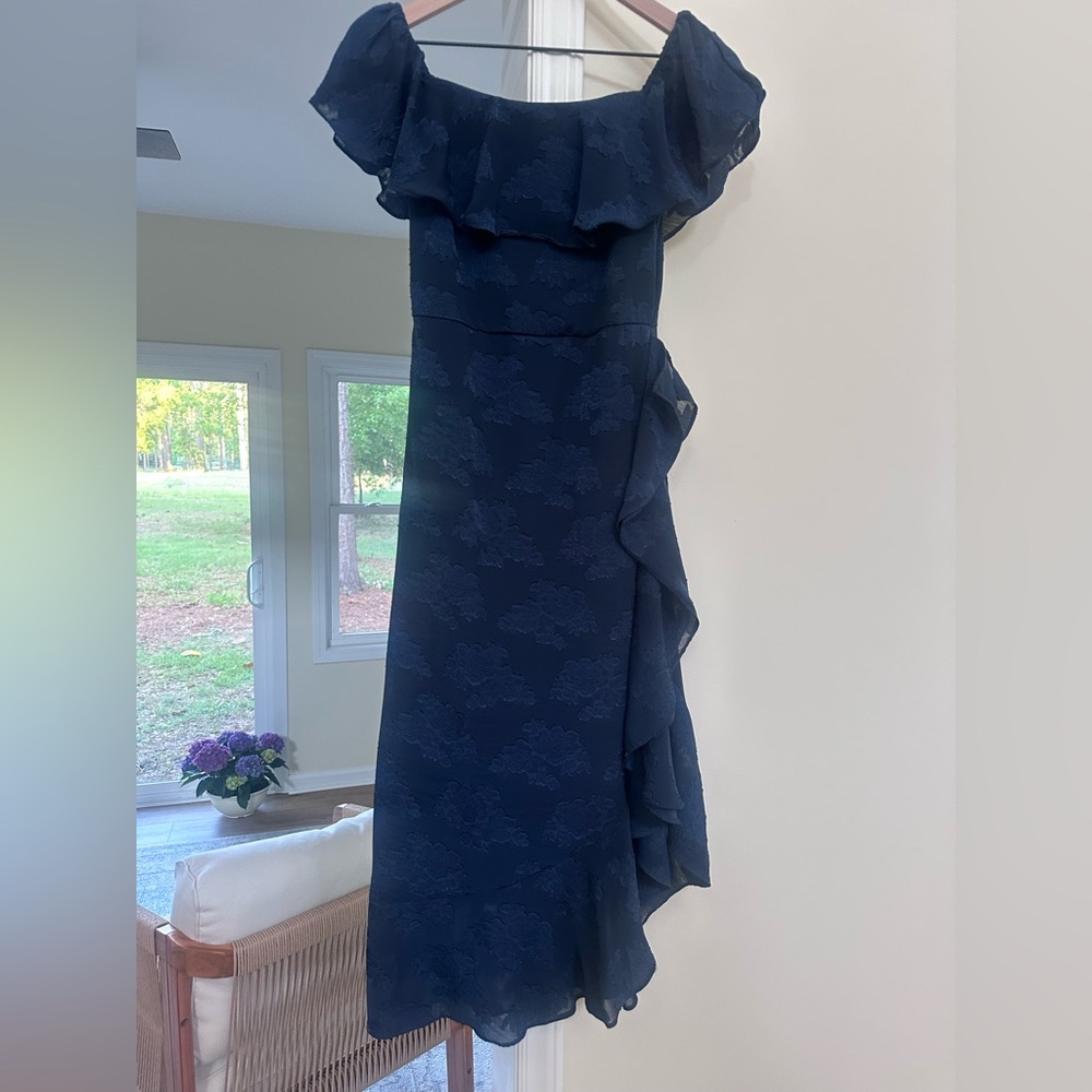 Lulu's Blue Asymmetrical Ruffled Sheath Dress